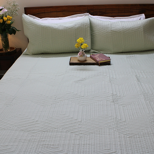 Serene Stitch Quilted Bedcover – Mint Mist
