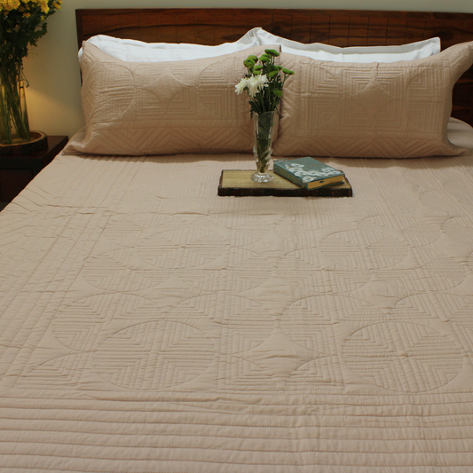 Serene Stitch Quilted Bedcover – Peach Mist
