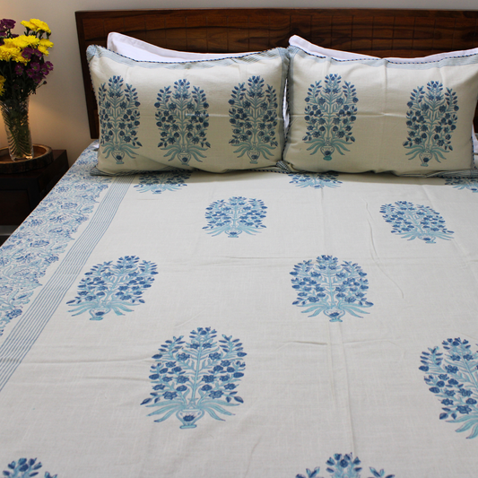 Anand Bagh Lotus Garden Handblock Bedcover