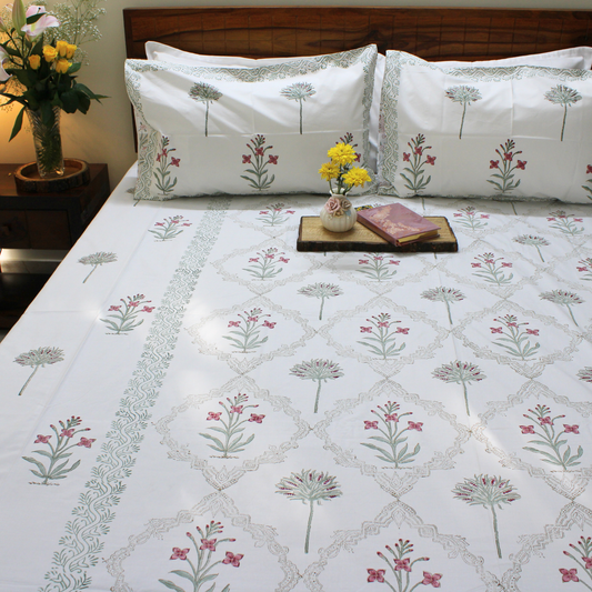 Colours Of The Garden: Handblock Bedsheet