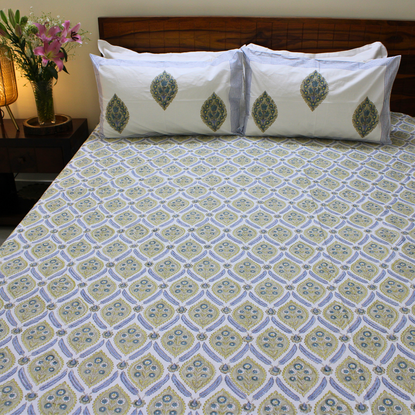 Colours Of The Garden: Handblock Bedsheet