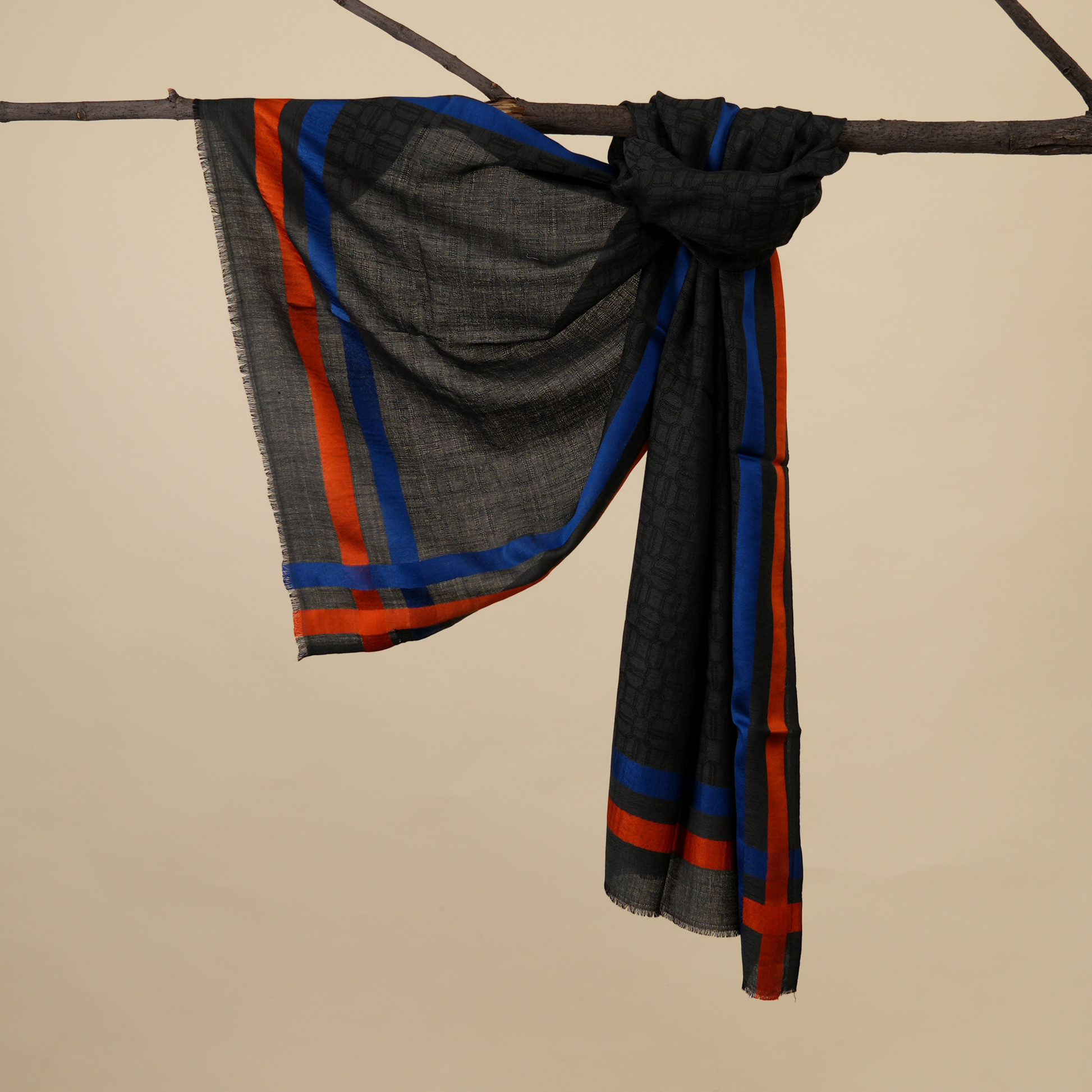 luxury wool silk stole, maroon silk stole, Earth & Oak stole