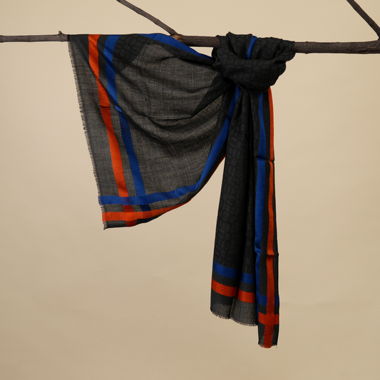 luxury wool silk stole, maroon silk stole, Earth & Oak stole