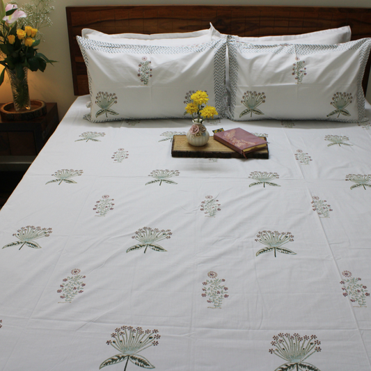 Colours Of The Garden: Handblock Bedsheet