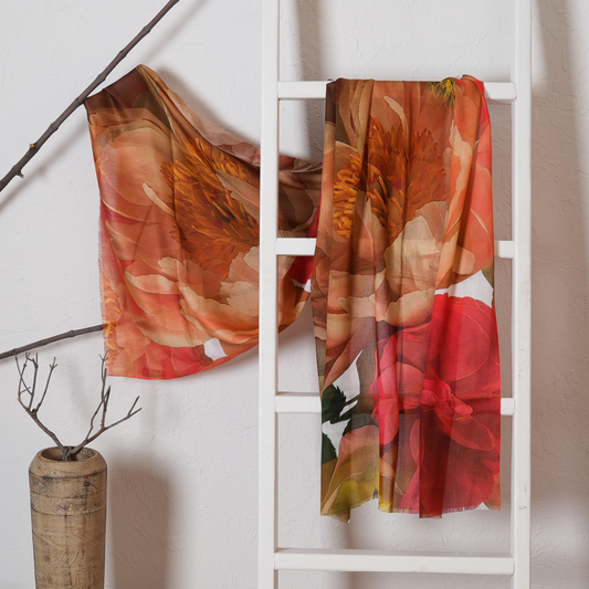 buy bamboo modal stole online, best floral stoles for women, lightweight scarves for all seasons , earth and oak