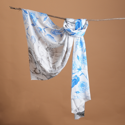 Frosted Petals-Bamboo Modal Stole