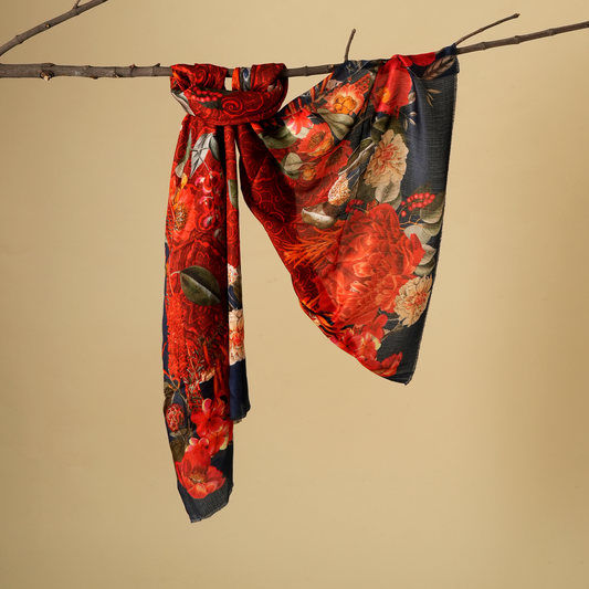 Midnight Bloom-Bamboo Modal Stole