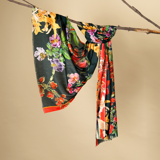 Midnight Bloom- Bamboo Modal Stole