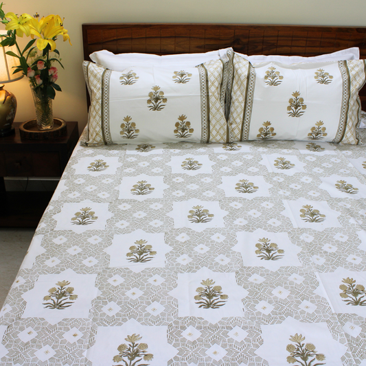 Colours Of The Garden-Handblock Bedsheet