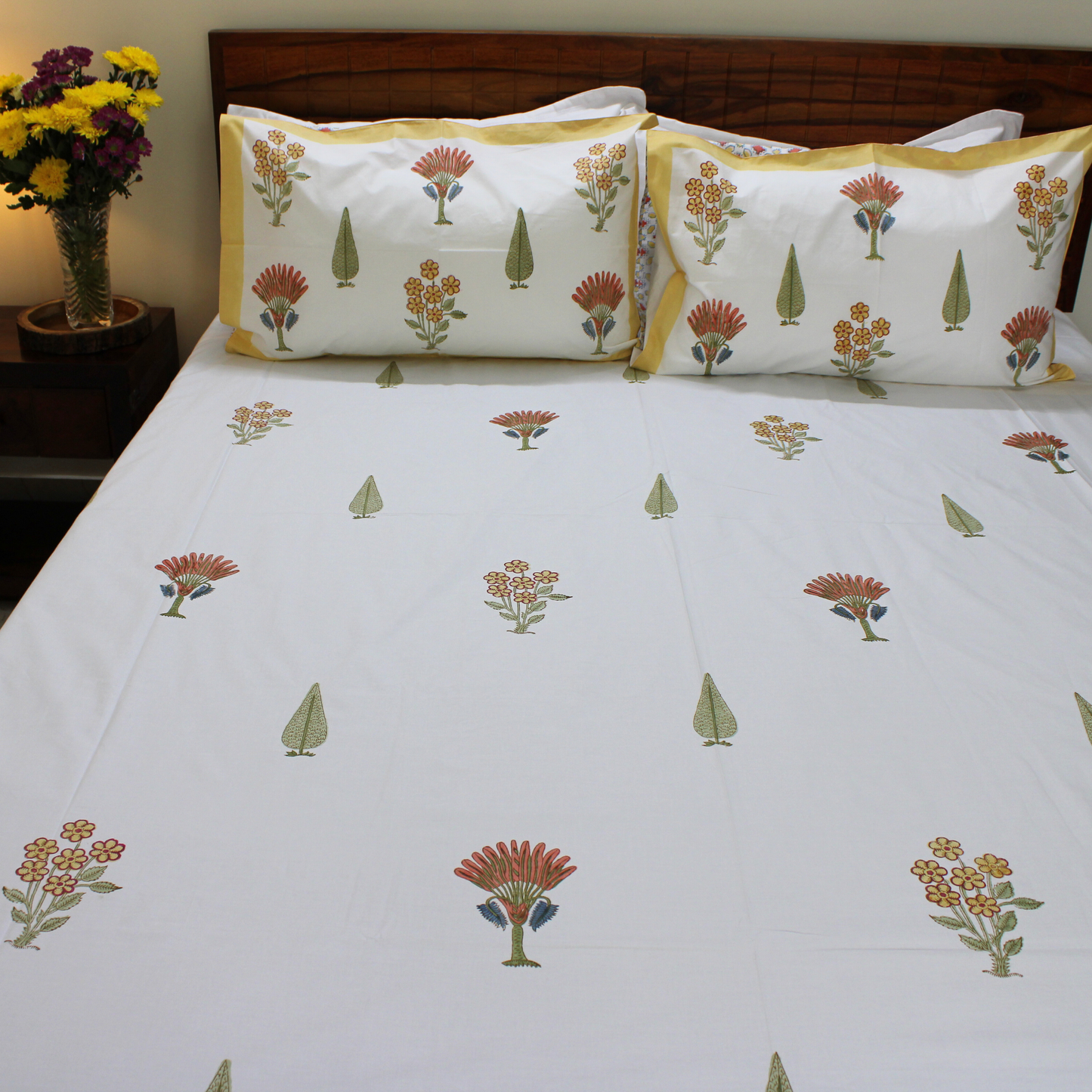 Colours Of The Garden-Handblock Bedsheet