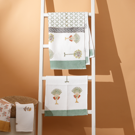 Handblock Cotton Towel Set