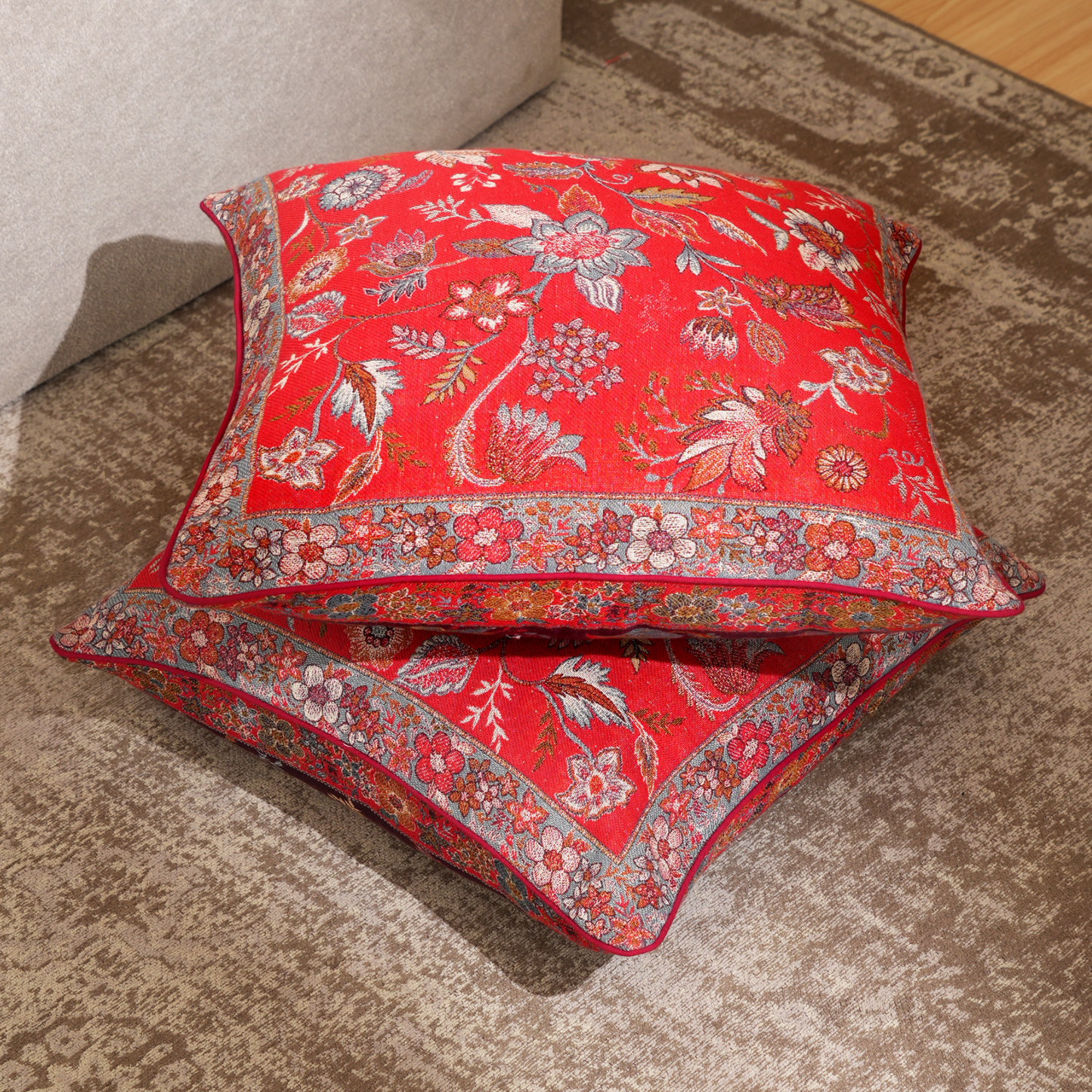 Scarlet Bloom Cushion Cover Set
