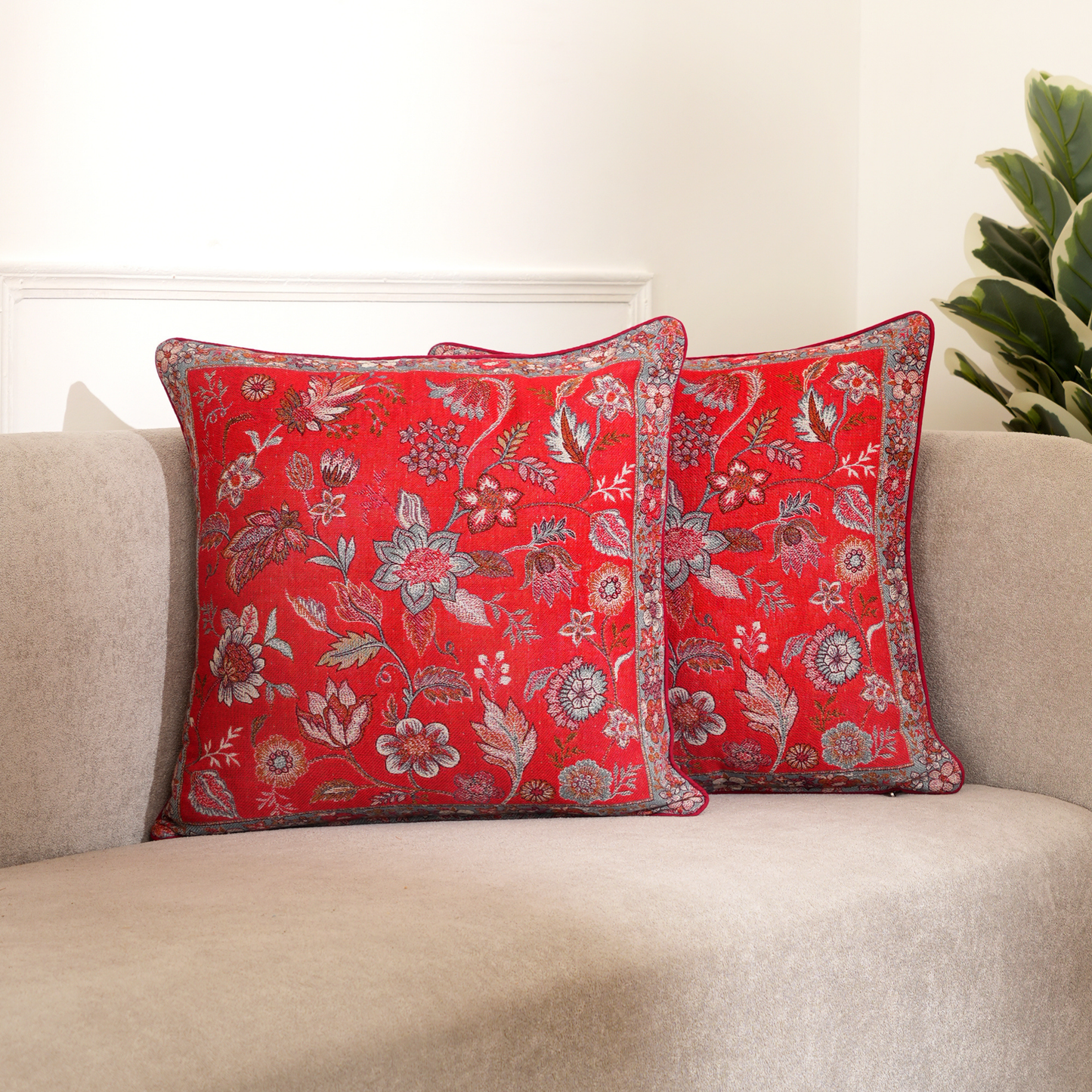 Scarlet Bloom Cushion Cover Set