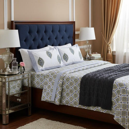 Colours Of The Garden: Handblock Bedsheet