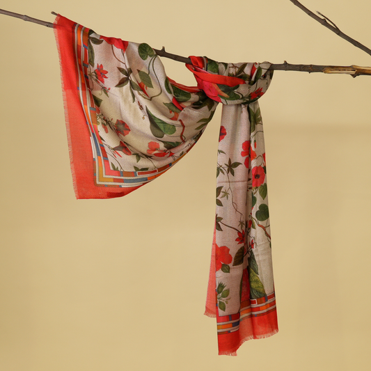 The Scarlet Bloom Bamboo Modal Stole