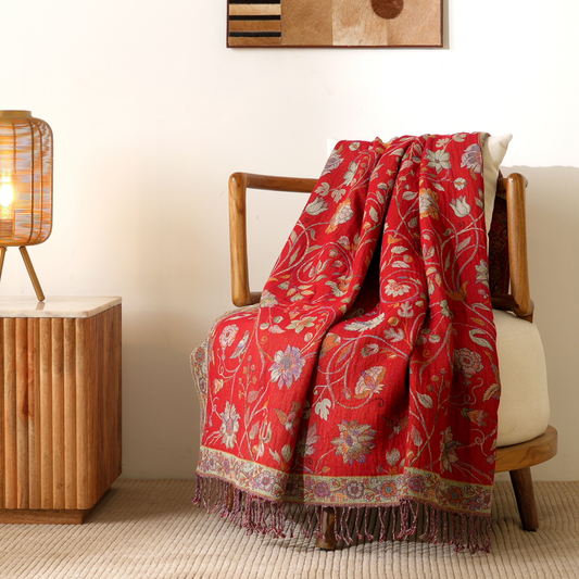 The Crimson Bloom Throw
