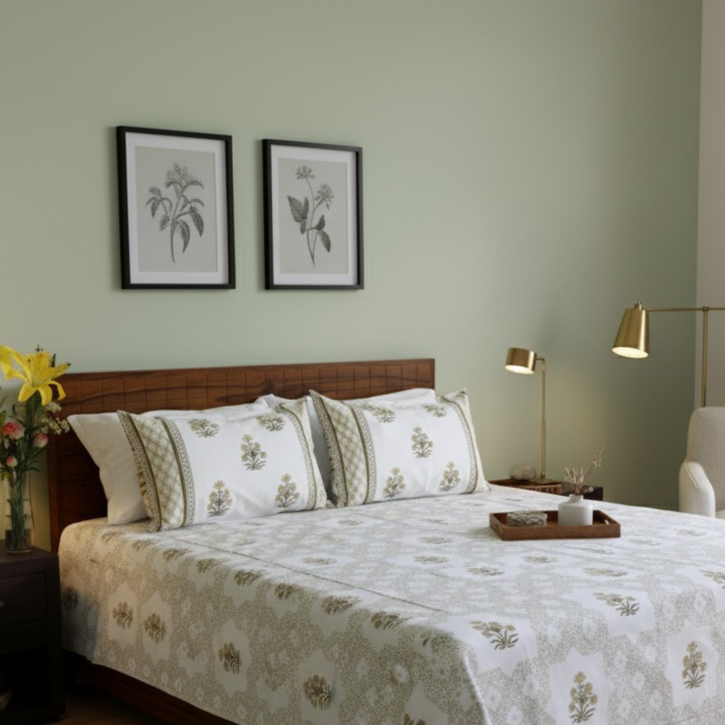 Colours Of The Garden-Handblock Bedsheet