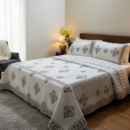 Anand Bagh-Handblock Quilted Bedcover