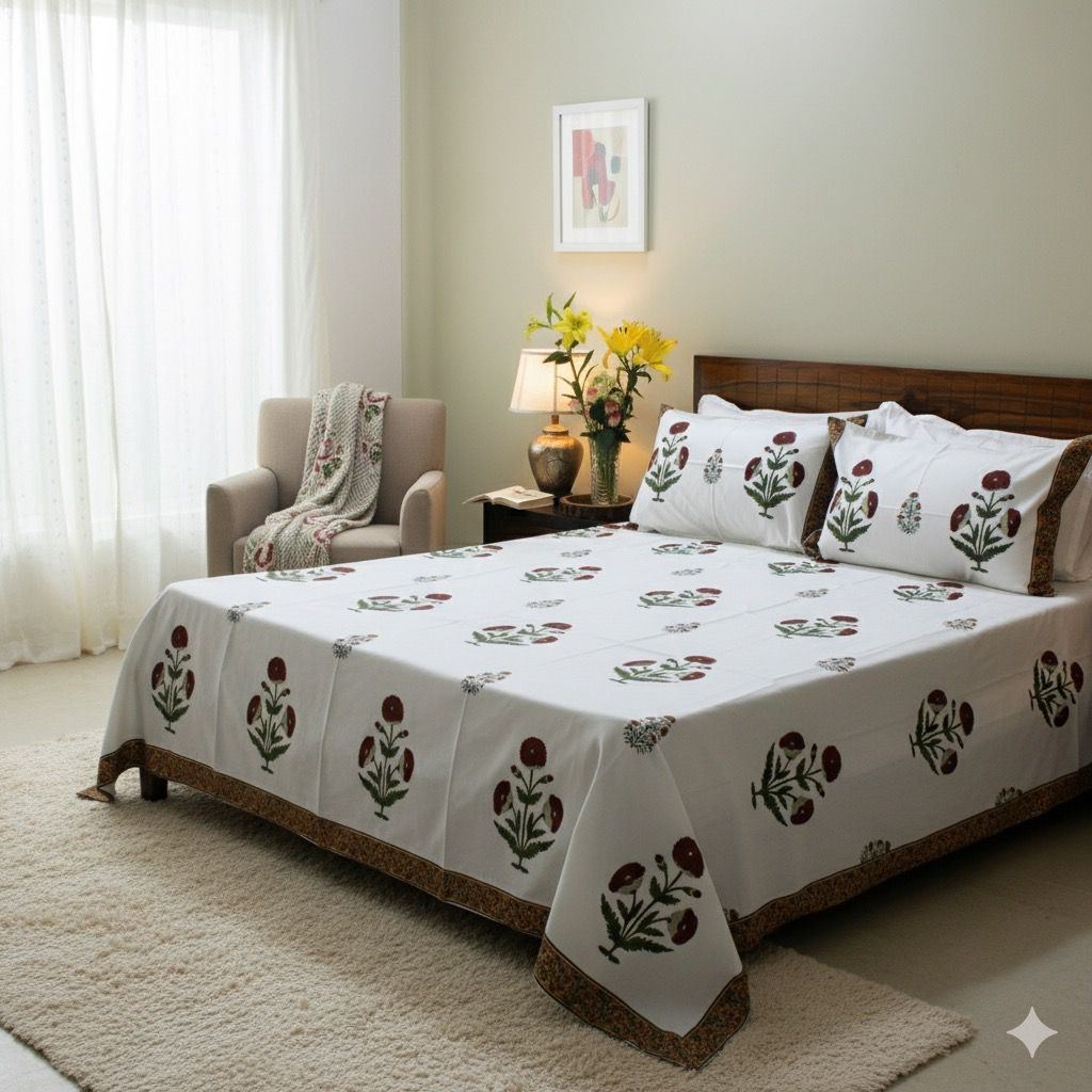 Anandbagh Handblock Bedsheet